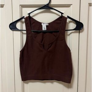 cropped brown tank top
